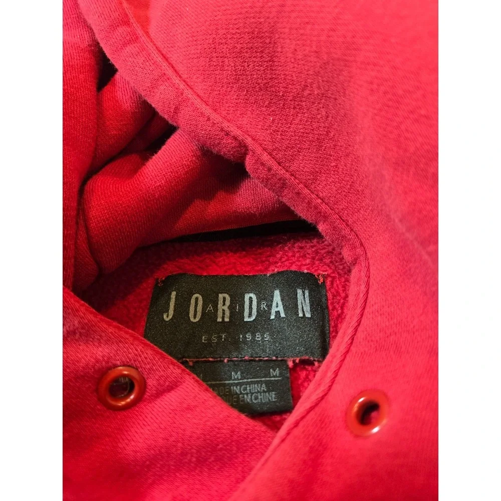Nike Hoodie Mens Medium Air Jordan Jumpman Sleeve Spellout Red Sweatshirt Fleece